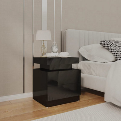 Berkfield Bedside Cabinet High Gloss Black 45x35x52 cm Engineered Wood