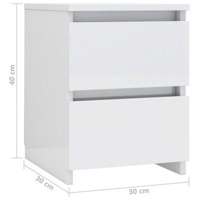 Berkfield Bedside Cabinet High Gloss White 30x30x40 cm Engineered Wood