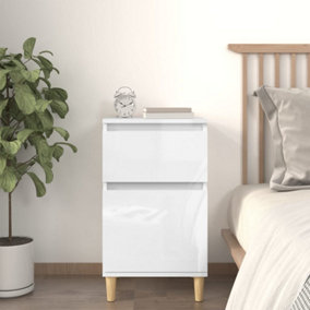 Berkfield Bedside Cabinet High Gloss White 40x35x70 cm