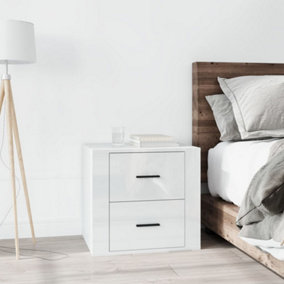 Berkfield Bedside Cabinet High Gloss White 50x39x47 cm