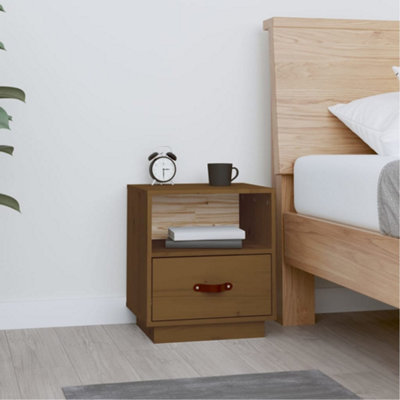 Berkfield Bedside Cabinet Honey Brown 40x34x45 cm Solid Wood Pine