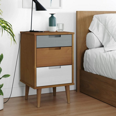 Berkfield Bedside Cabinet MOLDE Brown 40x35x65 cm Solid Wood Pine