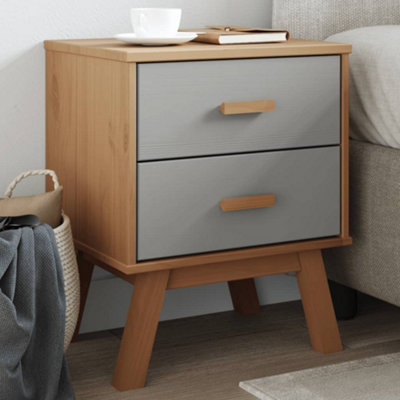 Berkfield Bedside Cabinet OLDEN Grey and Brown Solid Wood Pine