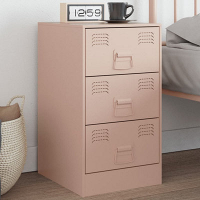 Berkfield Bedside Cabinet Pink 34.5x39x62 cm Steel