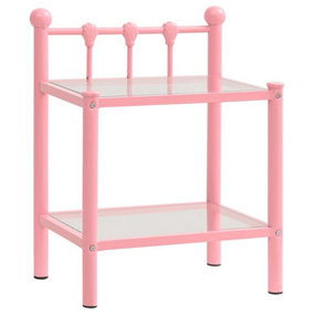 Berkfield Bedside Cabinet Pink&Transparent 45x34.5x60.5 cm Metal & Glass