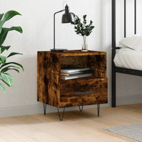 Berkfield Bedside Cabinet Smoked Oak 40x35x47.5 cm Engineered Wood
