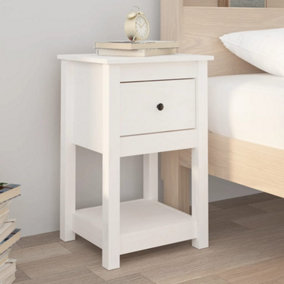 Berkfield Bedside Cabinet White 40x35x61.5 cm Solid Wood Pine