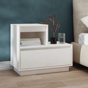 Berkfield Bedside Cabinet White 60x34x51 cm Solid Wood Pine