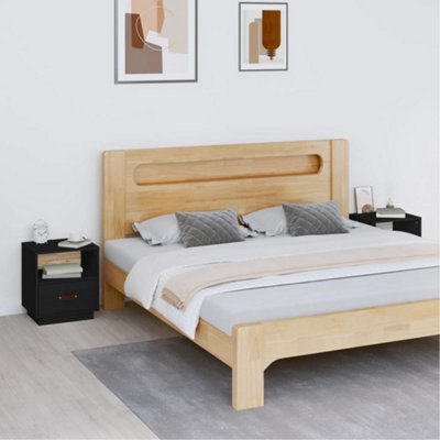 Berkfield Bedside Cabinets 2 pcs Black 40x34x45 cm Solid Wood Pine