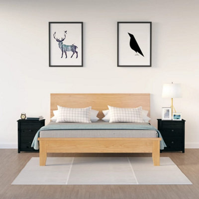 Berkfield Bedside Cabinets 2 pcs Black 50x35x61.5 cm Solid Wood Pine