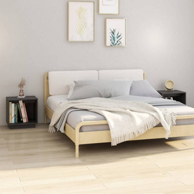 Berkfield Bedside Cabinets 2 pcs Grey 40x30x40 cm Solid Wood Pine