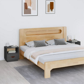 Berkfield Bedside Cabinets 2 pcs Grey 40x34x45 cm Solid Wood Pine
