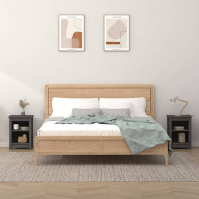 Berkfield Bedside Cabinets 2 pcs Grey 40x35x55 cm Solid Wood Pine