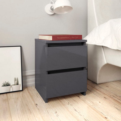 Gloss grey bedside deals cabinets