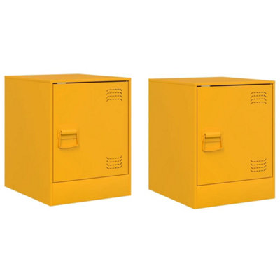 Berkfield Bedside Cabinets 2 pcs Mustard Yellow 34.5x39x44 cm Steel