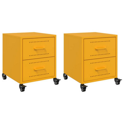 Berkfield Bedside Cabinets 2 pcs Mustard Yellow 36x39x43.5 cm Steel