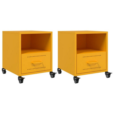 Berkfield Bedside Cabinets 2 pcs Mustard Yellow 36x39x43.5 cm Steel
