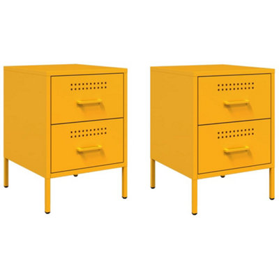 Berkfield Bedside Cabinets 2 pcs Mustard Yellow 36x39x50.5 cm Steel