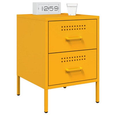 Berkfield Bedside Cabinets 2 pcs Mustard Yellow 36x39x50.5 cm Steel