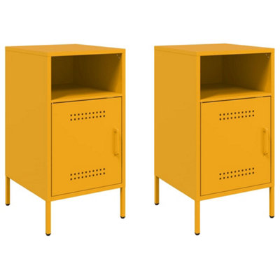 Berkfield Bedside Cabinets 2 pcs Mustard Yellow 36x39x68 cm Steel