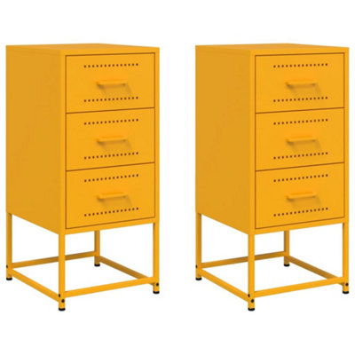 Berkfield Bedside Cabinets 2 pcs Mustard Yellow 36x39x78 cm Steel