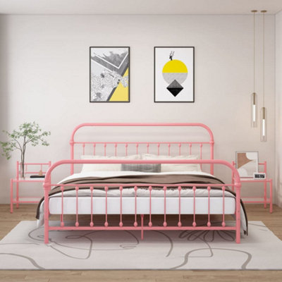 Berkfield Bedside Cabinets 2 pcs Pink and Transparent Metal and Glass