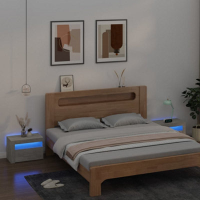 Berkfield Bedside Cabinets 2 pcs with LEDs Concrete Grey 60x35x40 cm