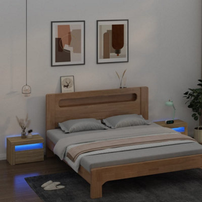 Berkfield Bedside 2 pcs with LEDs Sonoma Oak 60x35x40 cm DIY