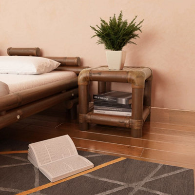 Berkfield Bedside Table 40x40x40 cm Bamboo Dark Brown