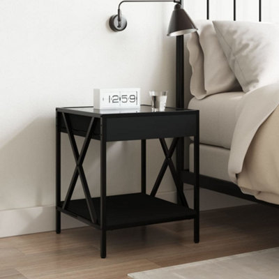 Berkfield Bedside Table with Infinity LED Black 40x40x49 cm