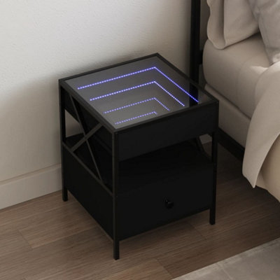 Berkfield Bedside Table with Infinity LED Black 40x40x51 cm