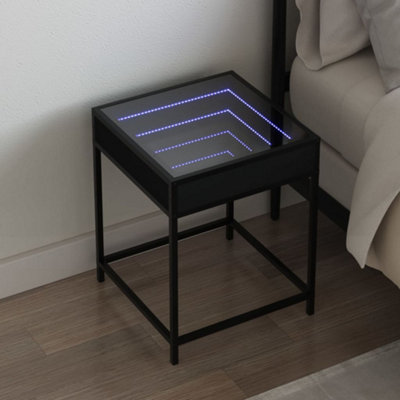 Berkfield Bedside Table with Infinity LED Black 40x40x51 cm