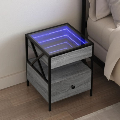 BERKFIELD BEDSIDE TABLE WITH INFINITY LED GREY SONOMA 40X40X51 CM