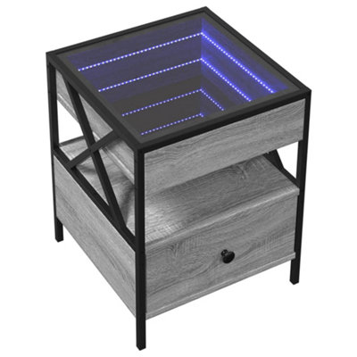 BERKFIELD BEDSIDE TABLE WITH INFINITY LED GREY SONOMA 40X40X51 CM