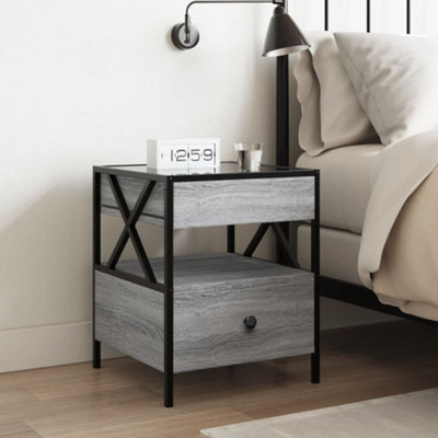 BERKFIELD BEDSIDE TABLE WITH INFINITY LED GREY SONOMA 40X40X51 CM