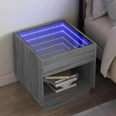 Berkfield Bedside Table with Infinity LED Grey Sonoma 50x50x50 cm