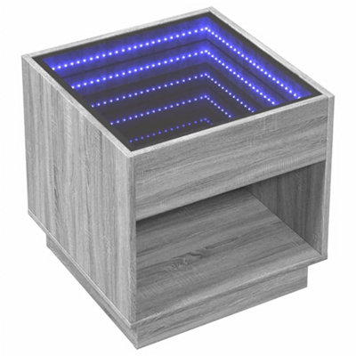 Berkfield Bedside Table with Infinity LED Grey Sonoma 50x50x50 cm