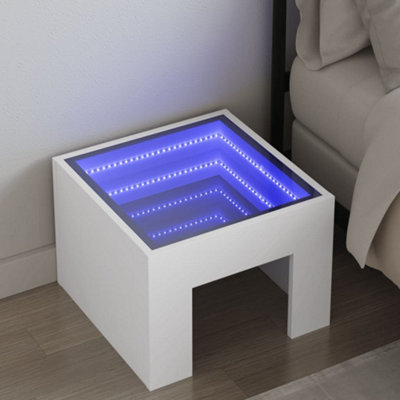Berkfield Bedside Table with Infinity LED White 40x40x30 cm
