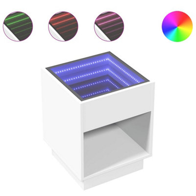 Berkfield Bedside Table with Infinity LED White 40x40x50 cm