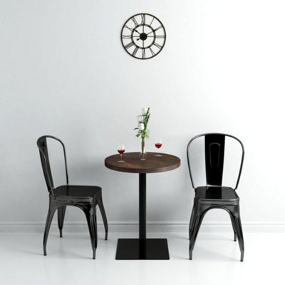 Berkfield Bistro Table MDF and Steel Round 60x75 cm Dark Ash