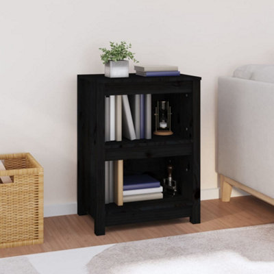 Berkfield Book Cabinet Black 50x35x68 cm Solid Wood Pine