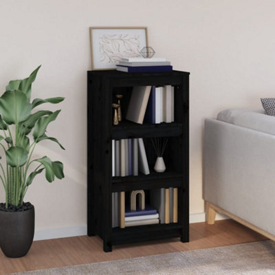 Berkfield Book Cabinet Black 50x35x97 cm Solid Wood Pine