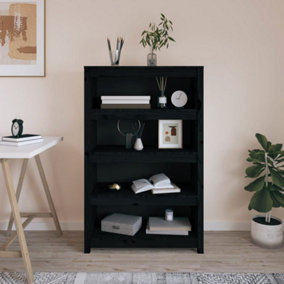 Berkfield Book Cabinet Black 80x35x126 cm Solid Wood Pine