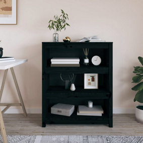 Berkfield Book Cabinet Black 80x35x97 cm Solid Wood Pine