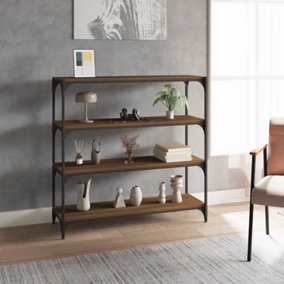 Berkfield Book Cabinet Brown Oak 100x33x100 cm Engineered Wood and Steel