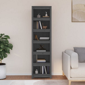 Berkfield Book Cabinet Grey 50x35x183 cm Solid Wood Pine
