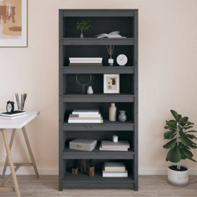 Berkfield Book Cabinet Grey 80x35x183 cm Solid Wood Pine