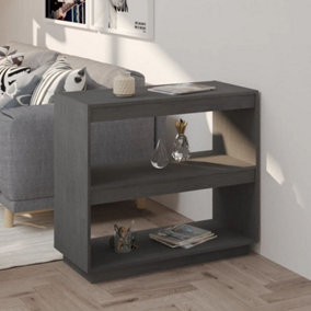 Berkfield Book Cabinet Grey 80x35x71 cm Solid Pinewood