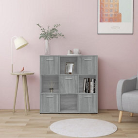 Berkfield Book Cabinet Grey Sonoma 90x30x90 cm Engineered Wood