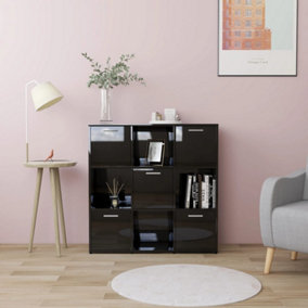 Berkfield Book Cabinet High Gloss Black 90x30x90 cm Engineered Wood
